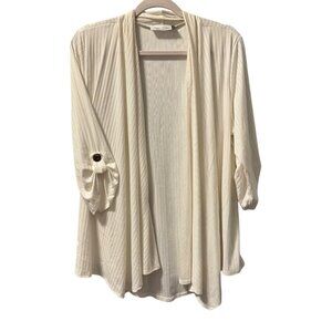 Star vixen Womens Open-Front Ivory Cardigan With Rolled Sleeves  Sz 2X